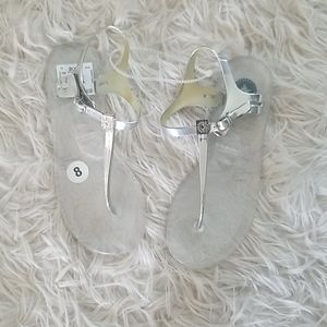 Bcbg jelly flats sparkley silver